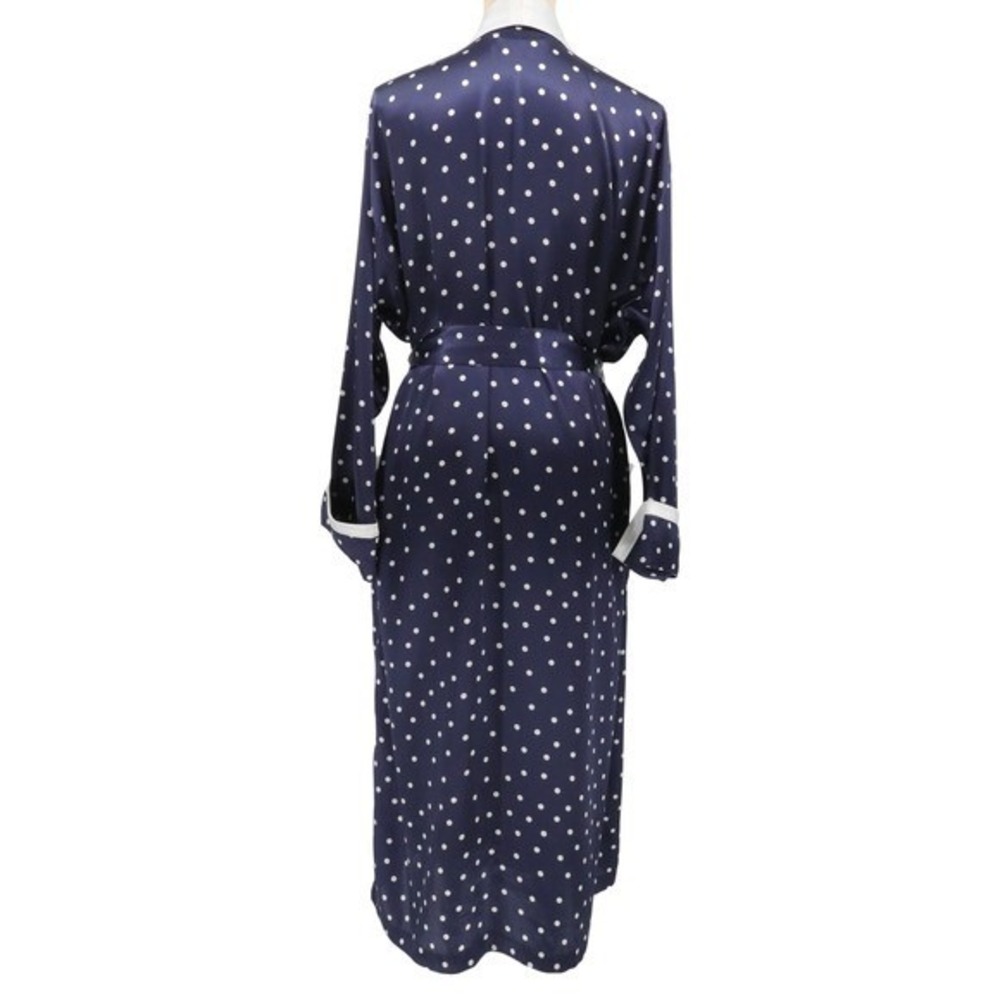 Vintage Victoria's Secret Polka Dot Full Length Robe‎ Blue White M/L Bridal - Picture 3 of 11